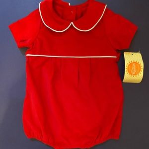 Boys Red Corduroy Bubble Suit